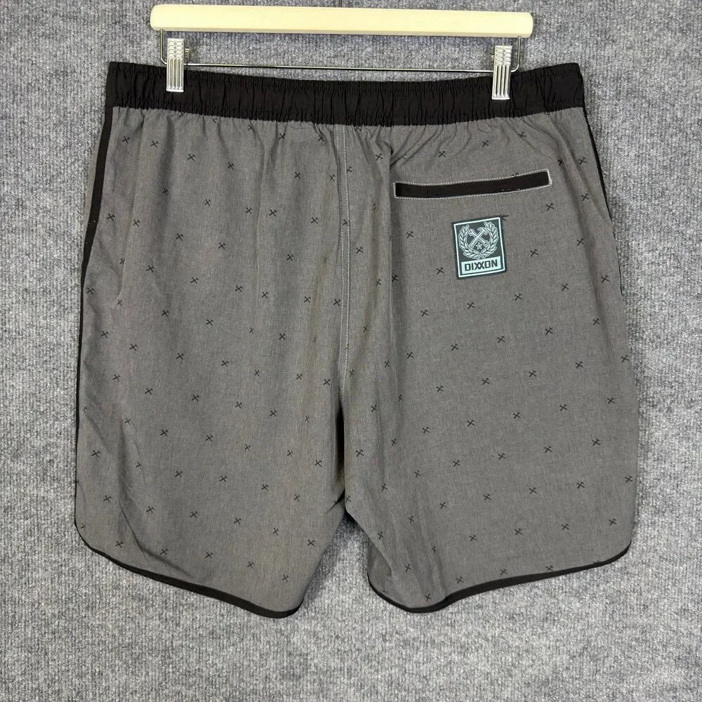 Dixxon Men's Board Shorts XL Gray Crossed Hammers Print Hybrid Unlinded